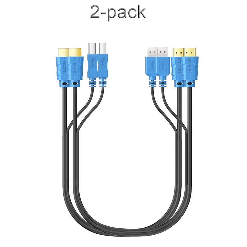 MT-VIKI 2 Pack USB KVM Cable - 6ft, 4K HDMI USB A/B Twin Cord for Standard KVM Switch - Image 2